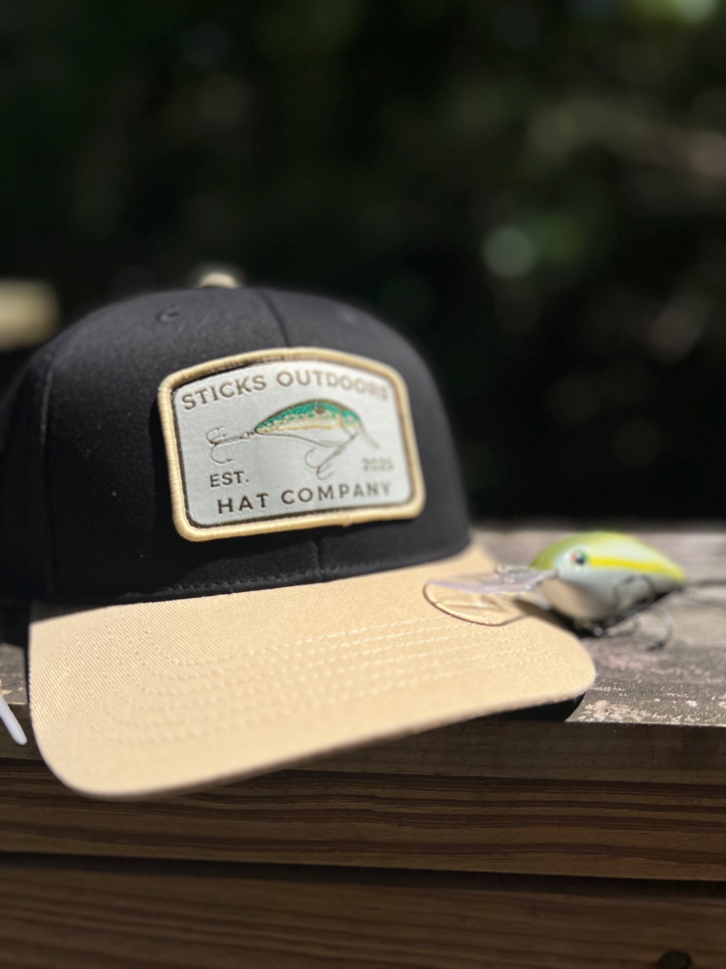 Black/Tan Crankbait Patch Hat