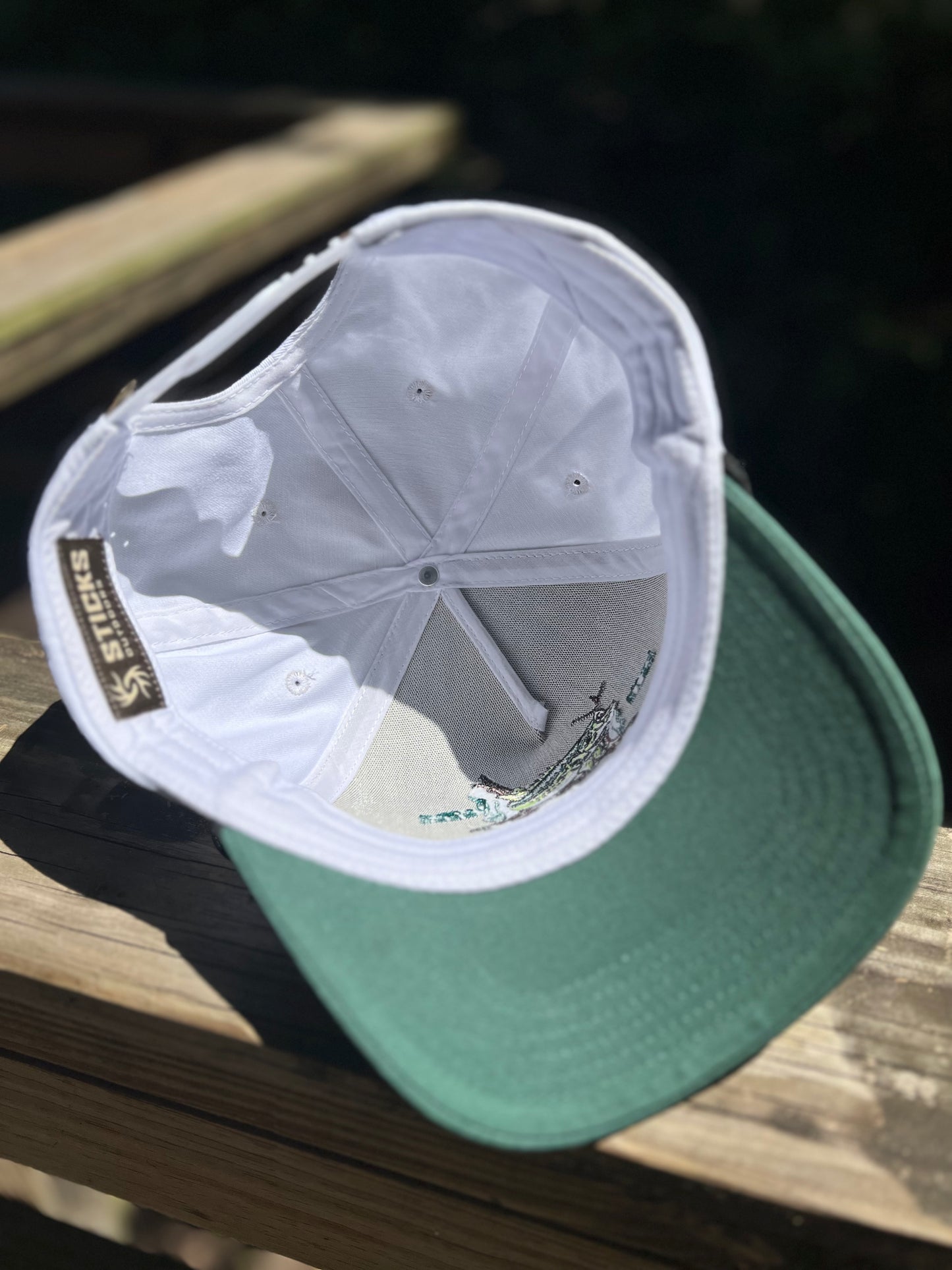 White/Green Bass Rope Hat