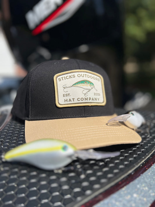 Black/Tan Crankbait Patch Hat